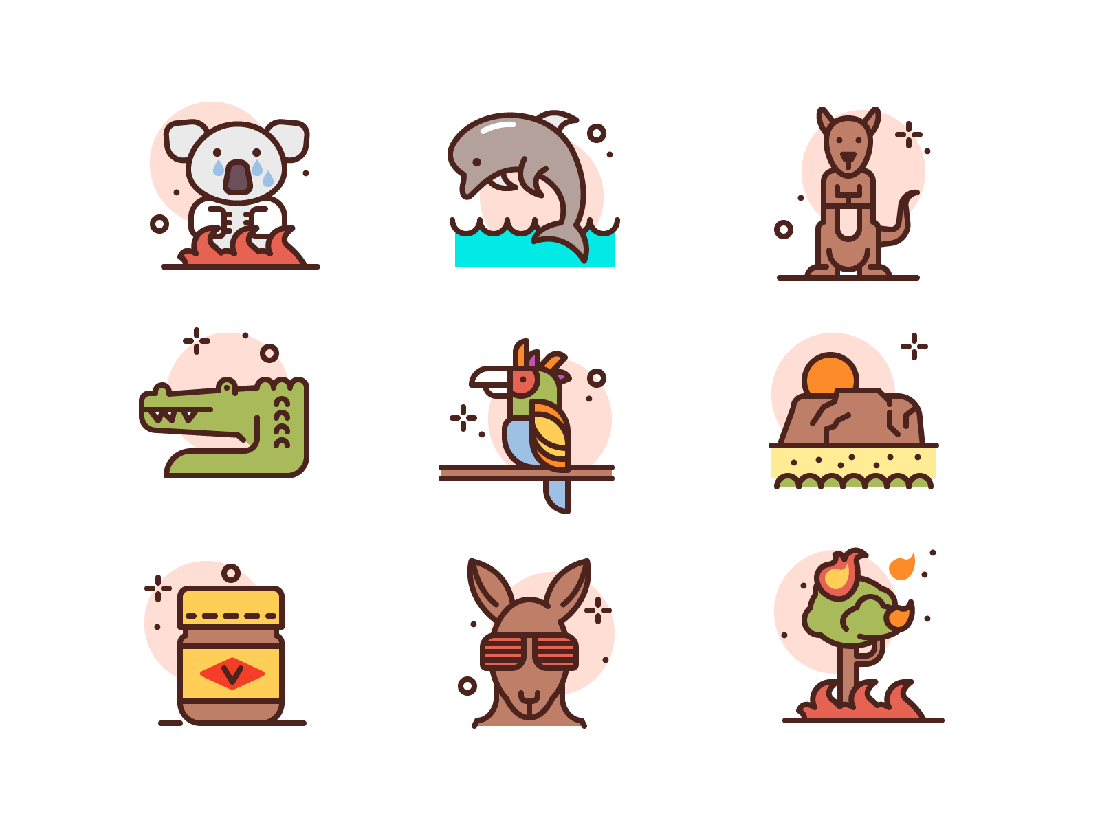 Pray for Australia crocodile vegemite burn mountain illustrations icon.webp