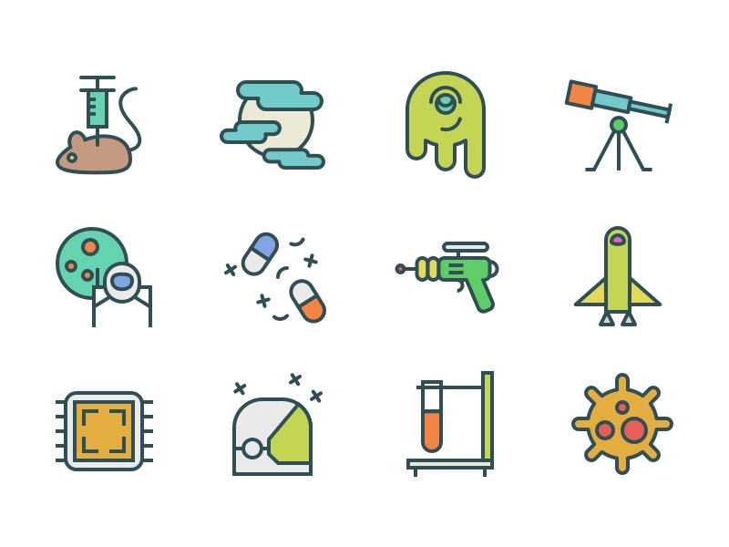 Swifticons - Science premium icon colored set sketch retina science fr.webp