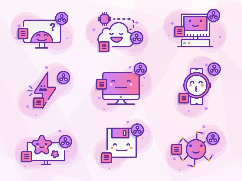 Techy Icons cloud save imac computer illustration premium icons.webp
