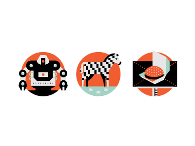 Wired Spots zebra robot burger editorial spot illustrations.webp