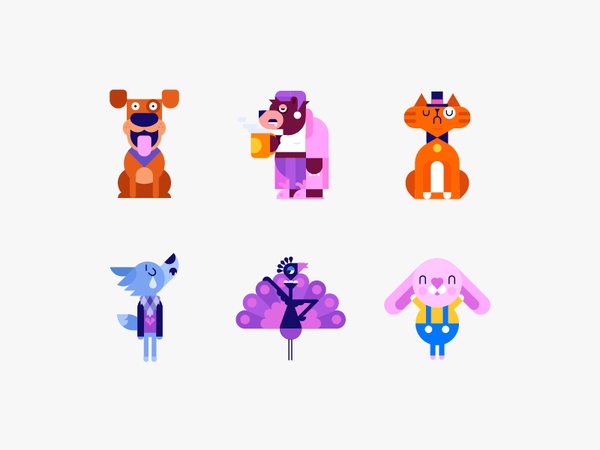 Critters character rabbit peacock wolf cat bear dog emoticon animal ve.jpg