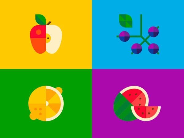 Fruit vegetable shapes colour berry lemon apple fruit flat iconography.jpg