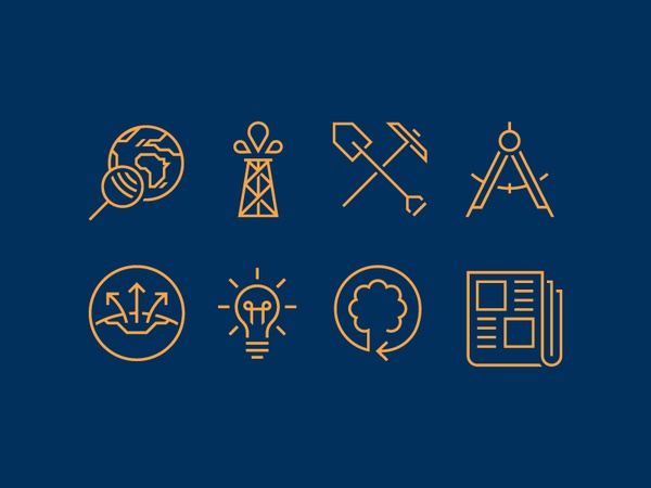 Geophysics Icons negative space line icons compass shovel newspaper li.jpg