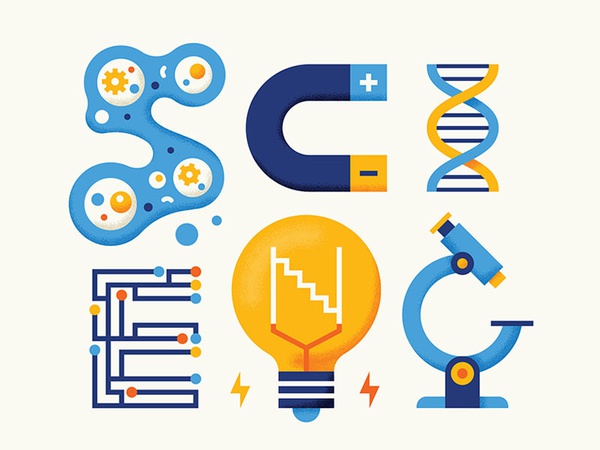 Science inconography icon illustration dna light type typography vecto.jpg