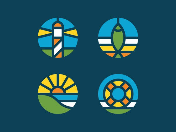 Seaside Iconography light circle line land sea lighthouse sun seaside.jpg