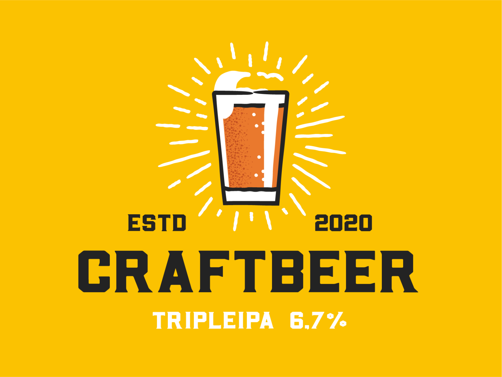 Craft Beer yellow alcohol beer brand brew craft hops identity illustra.png