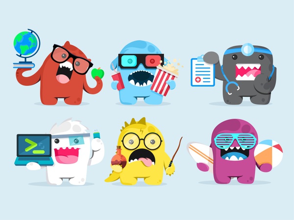 Cute monsters design flat wizard illustration summer monster cutte emo.jpg