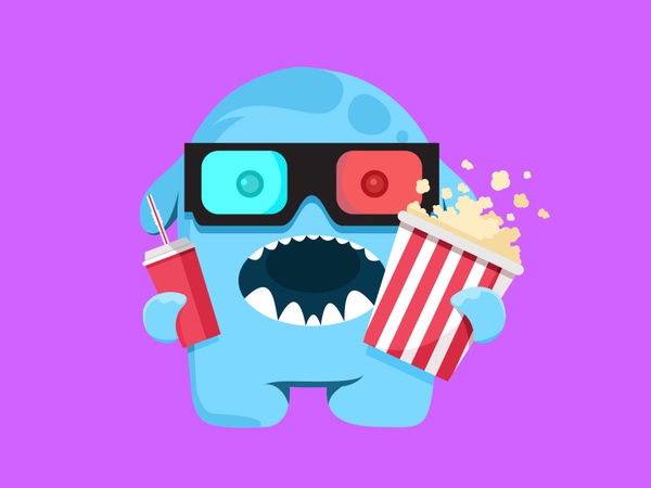 Cute Movie monster soda drink popcorn monster cutte glass 3d show tv w.jpg
