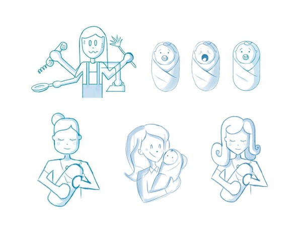 Sketch No.2 children illustration kids mom drawing modern icon baby mo.jpg