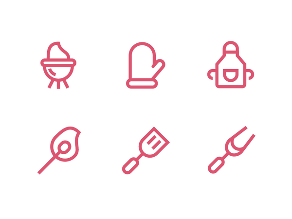 Barbecue Icons oven mitt grill spatula match apron icon.png