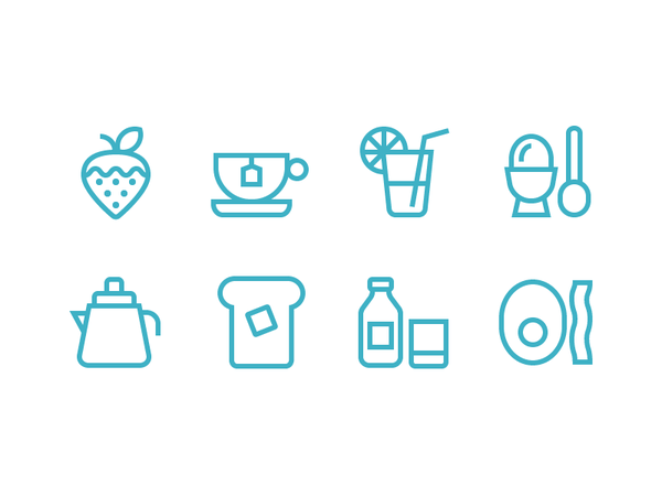 Breakfast milk tea bacon toast strawberry egg coffee icon.png