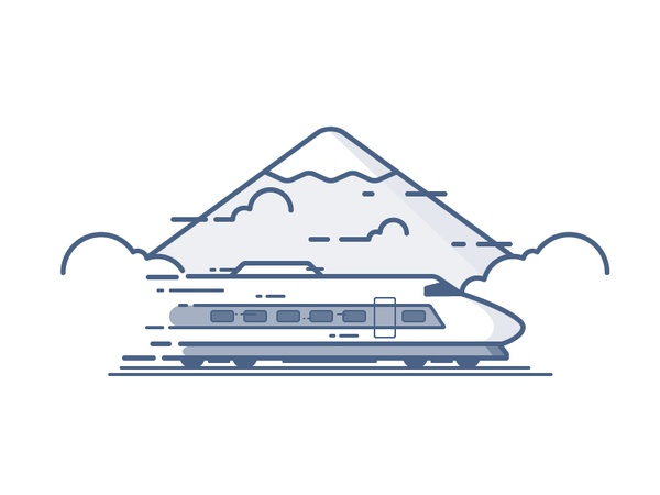 Bullet Train cloud mountain japan illustration icon vector.jpg