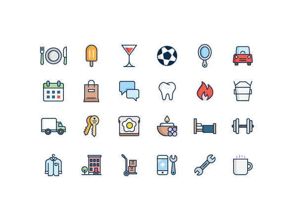 Business Category Icons phone building car food illustration icon.png
