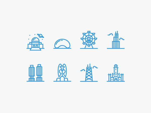 Chicago Landmarks adler planetarium millennium park navy pier sears to.png