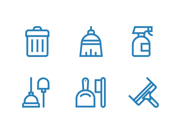 Cleaning Icons icons scrubber garbage can broom spray bottle brush win.png