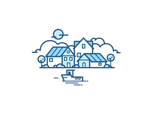 Fishing Village fishing boat river ocean tree lake water house daily c.jpg