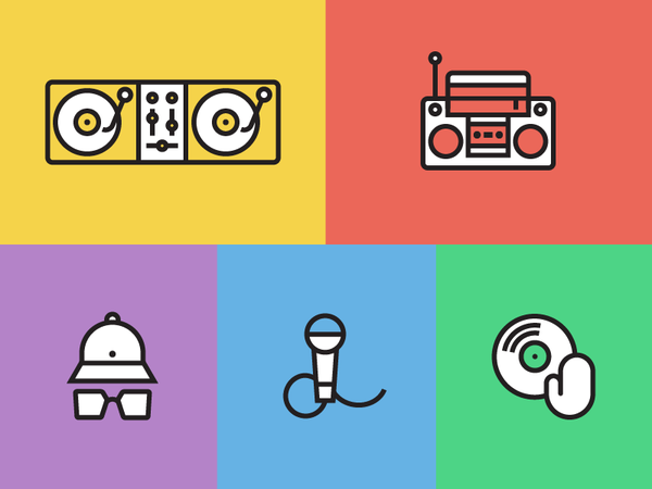 Hip Hop vinyl microphone turntable boombox record icon.png