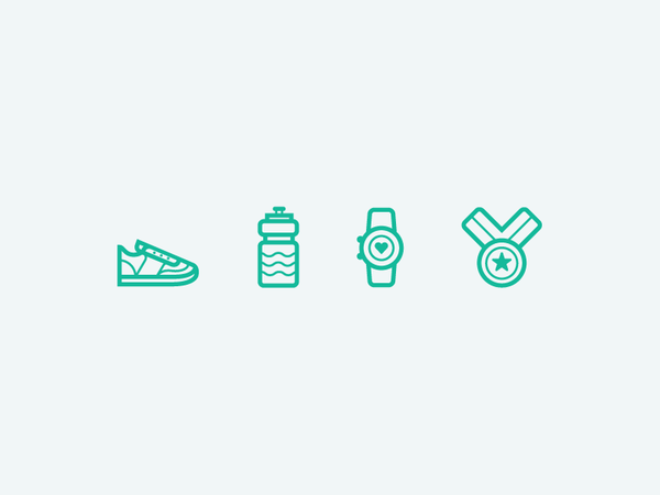 Running Icons marathon shoe 5k medal watch water bottle running icon.png
