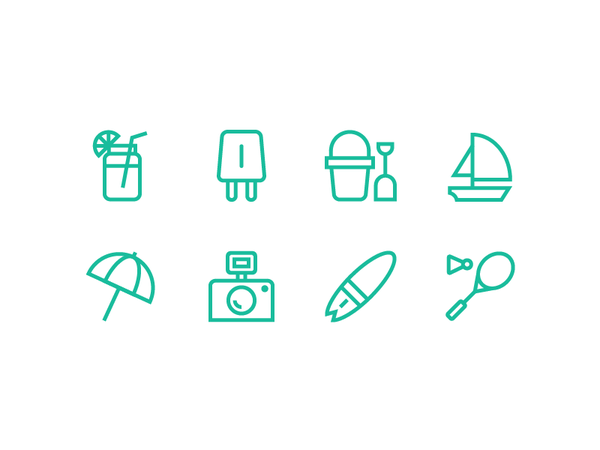 Summer Essentials popsicle bucket shovel sailboat lemonade surf board.png