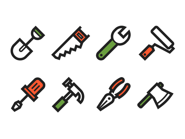 Tools wrench pliers tools hammer roller shovel saw driver axe icon.png