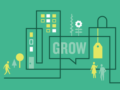 Follow me! city neighborhood people line illustration community shoppi.gif