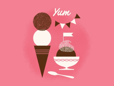 Ice Cream - Yum ice cream sweets dessert straws illustration vintage c.jpg