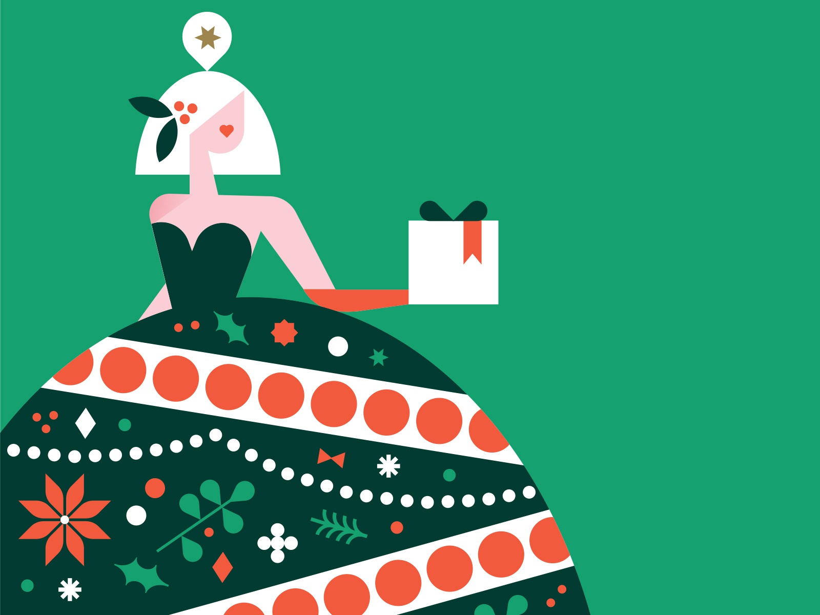 Lady Christmas woman decorate simple modern vector holiday christmas v.jpg
