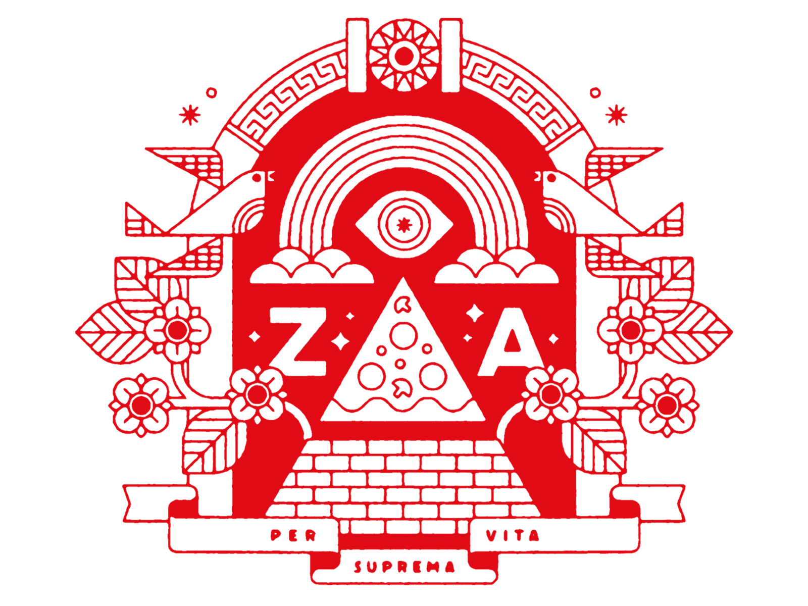 Per Suprema Vita the pizza party za pizza tshirt vector club kiddo des.png