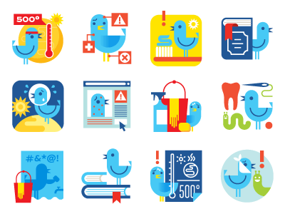Real Simple Twitter Spot bird illustration icons set spot illustration.gif