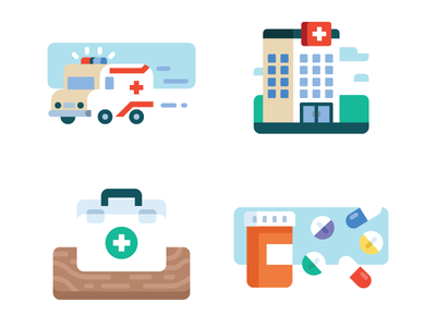 Medical Icons print editorial bottle pills kit aid first hospital ambu.png