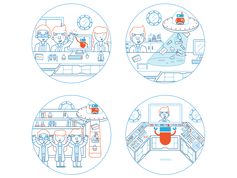 Quartzy Illustrations illustration character science ufo support rocke.gif