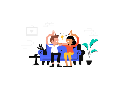Roommates cat sofa illustration nooklyn brooklyn york new nyc apartmen.png