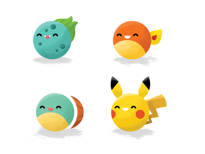 Starter print editorial brush painting digital icon pikachu bulbasaur.png