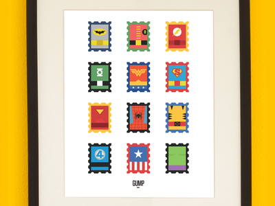 Super Stamps Poster poster super hero wonder woman hulk ironman marvel.png