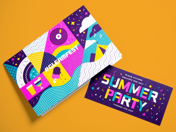 GleamFest Summer Party Invite minimal bold print invite festival party.jpg