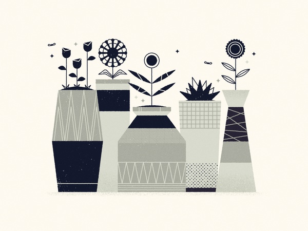 Plants and vases petal star fly garden vase retro leaf flower mid cent.jpg