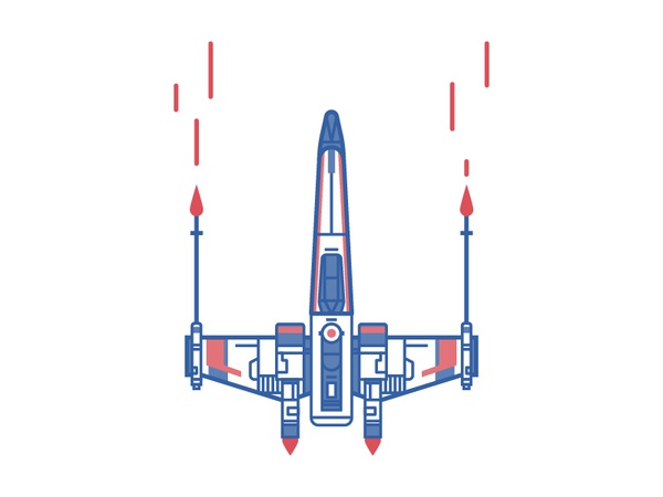 Star Wars X-wing fighter jedi simple line blue red ship laser wars sta.jpg