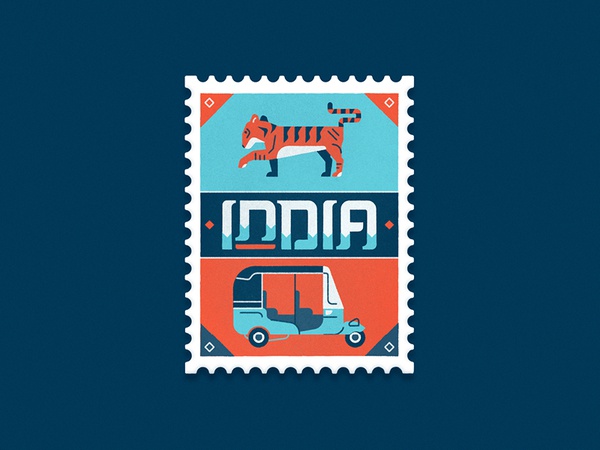 Travel Stamp No. 3 - India indian wildlife animal safari tuk tuk tiger.jpg