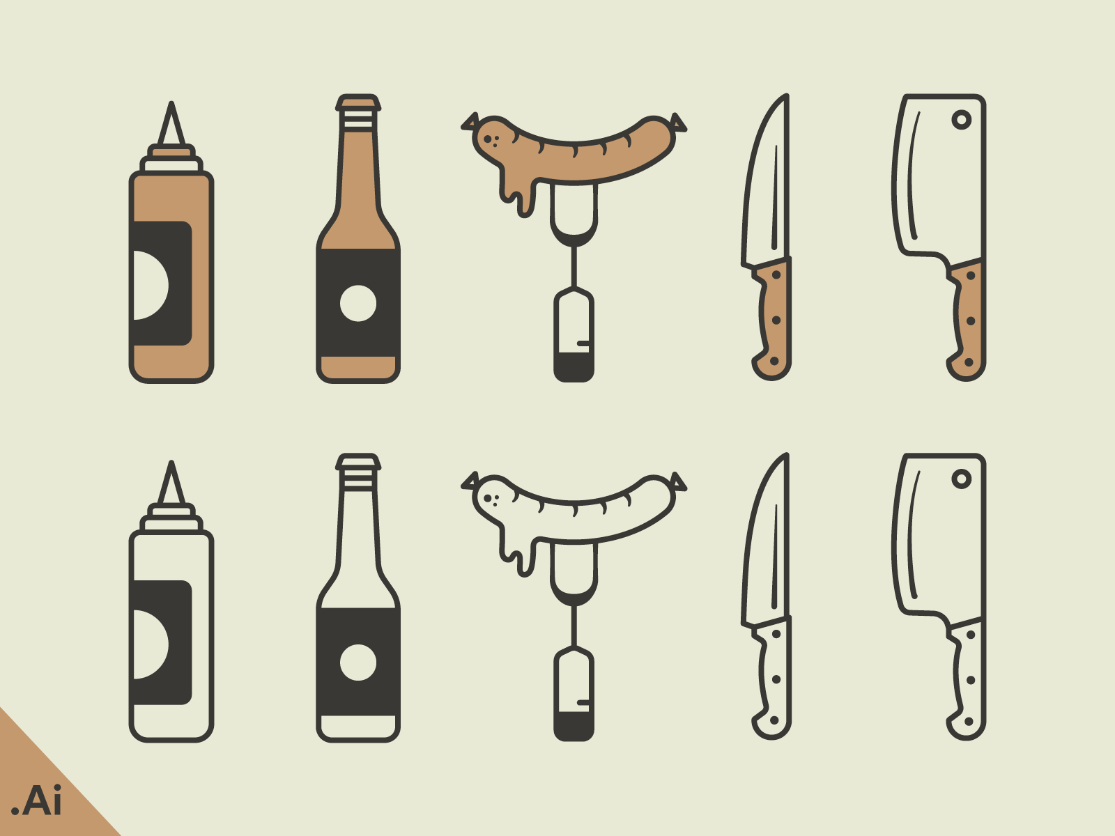 BBQ Illustration - Free Download knife cooking grill ketchup sauce sau.png