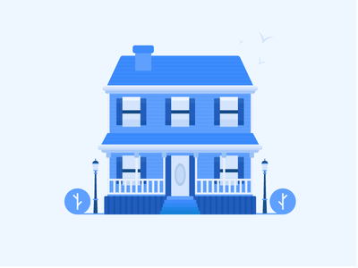 Blue House icon renovation house illustration blue plant real estate a.png