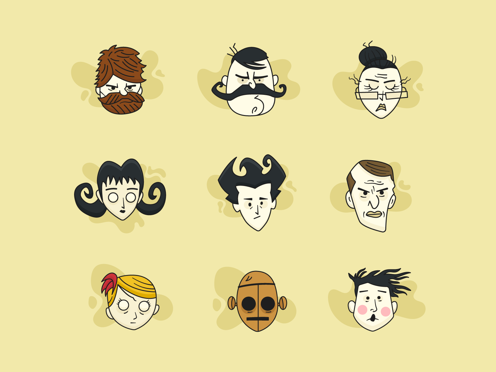 Dont Starve Character Set wes wx-78 wendy maxwell wilson willow wicker.png