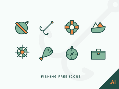 Fishing Icons compass sailing boat fish fishing hook float.png