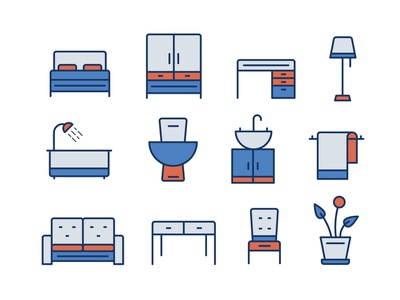 Furniture Icons outline icon design plant chair couch sofa toilet show.jpg