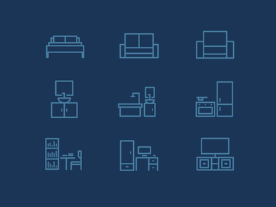 Home Icons outline icon television kitchen study bathroom armchair bed.png