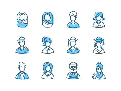 Ages - line icons icon set student character people linear style age h.jpg