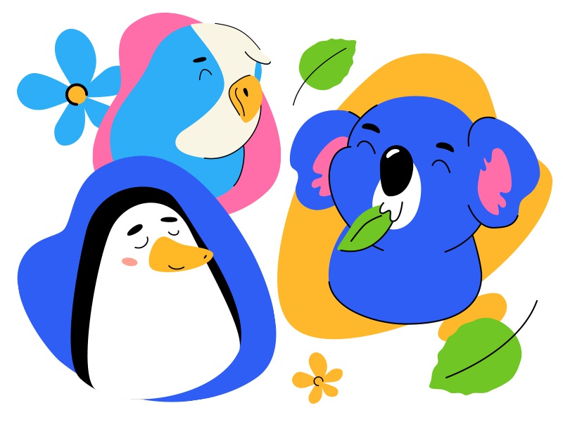 Animals avatars parrot penguin koala wildlife avatar animal character.jpg