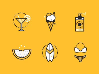 Beach vacation icons recreation swimsuit ice cream set vacation summer.jpg