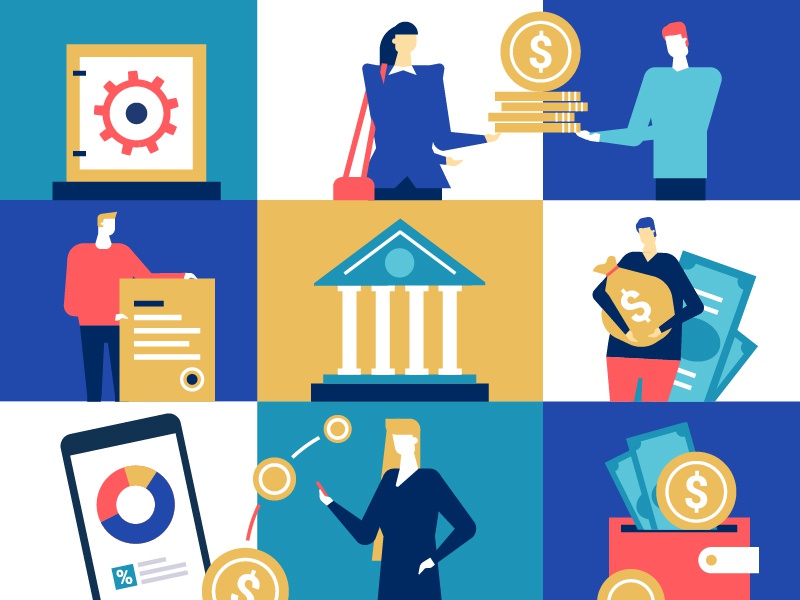 Bank operations - illustration payment money finance bank character bu.jpg
