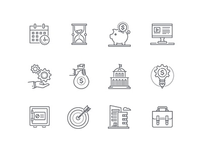 Black and white icons collection outline finance education set collect.jpg