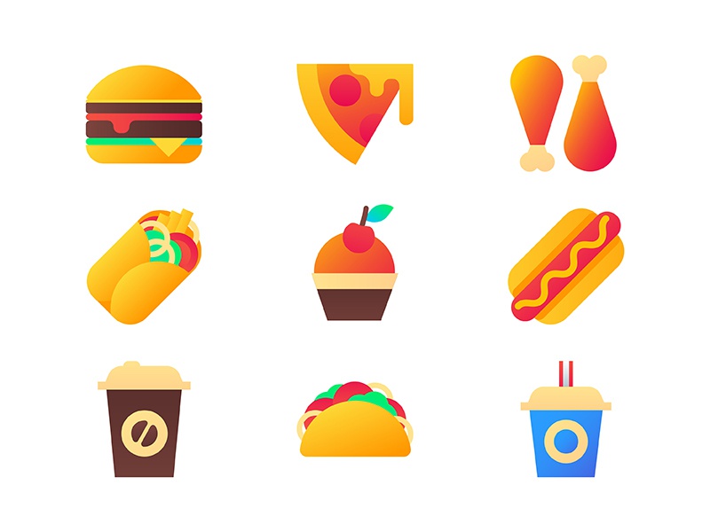 Bright icons collection badge award food colorful bright flat icon fla.jpg